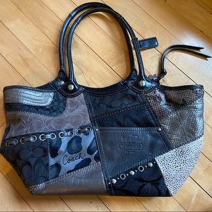 COACH black and grey patchwork Bleecker Tote